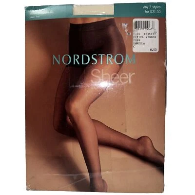 Nordstrom Sheer Pantyhose Control Panty 20 Denier Leg Lycra Vanilla White Size C - Image 1 of 4