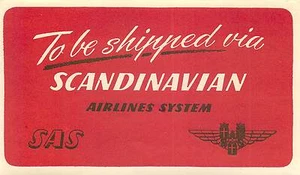 SCANDINAVIAN AIRLINES SYSTEM VINTAGE AVIATION SHIPPING LUGGAGE LABEL - Picture 1 of 1