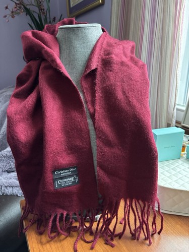 Foulard vintage Christian Dior années 90 cachemire 100% acrylique cachemire wrap bordeaux