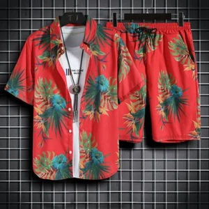 Beach Clothes For Men 2 Piece Set Quick Dry Hawaiian Shirt and Shorts Set New - Picture 1 of 19