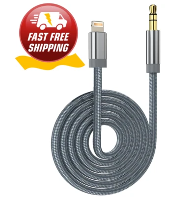 Adaptador de audio auxiliar para automóvil de 3,3 pies cable trenzado de nailon de 3,3 pies para iPhone 7 8 11 12 13 a 3,5 mm Foto 1 de 4