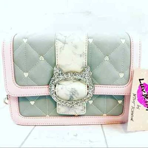Betsey Johnson Vivian Pink Silver Kitten Crossbody - Picture 1 of 12