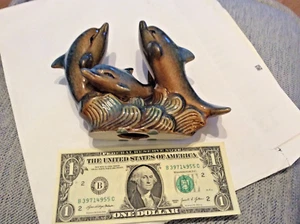 Cute Porpoise Family Ceramic figurine-Excellent condition-7 in wide X 5 in tall - Picture 1 of 6