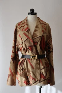 LRL Ralph Lauren Brown Cotton Southwest Americana Jersey Wrap Jacket Women 2X - Picture 1 of 24