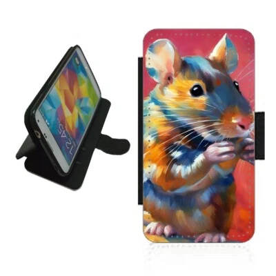 Rat Phone Case Wallet For iPhone Samsung flip drawing flip cover RAT1 - Image 1 of 3
