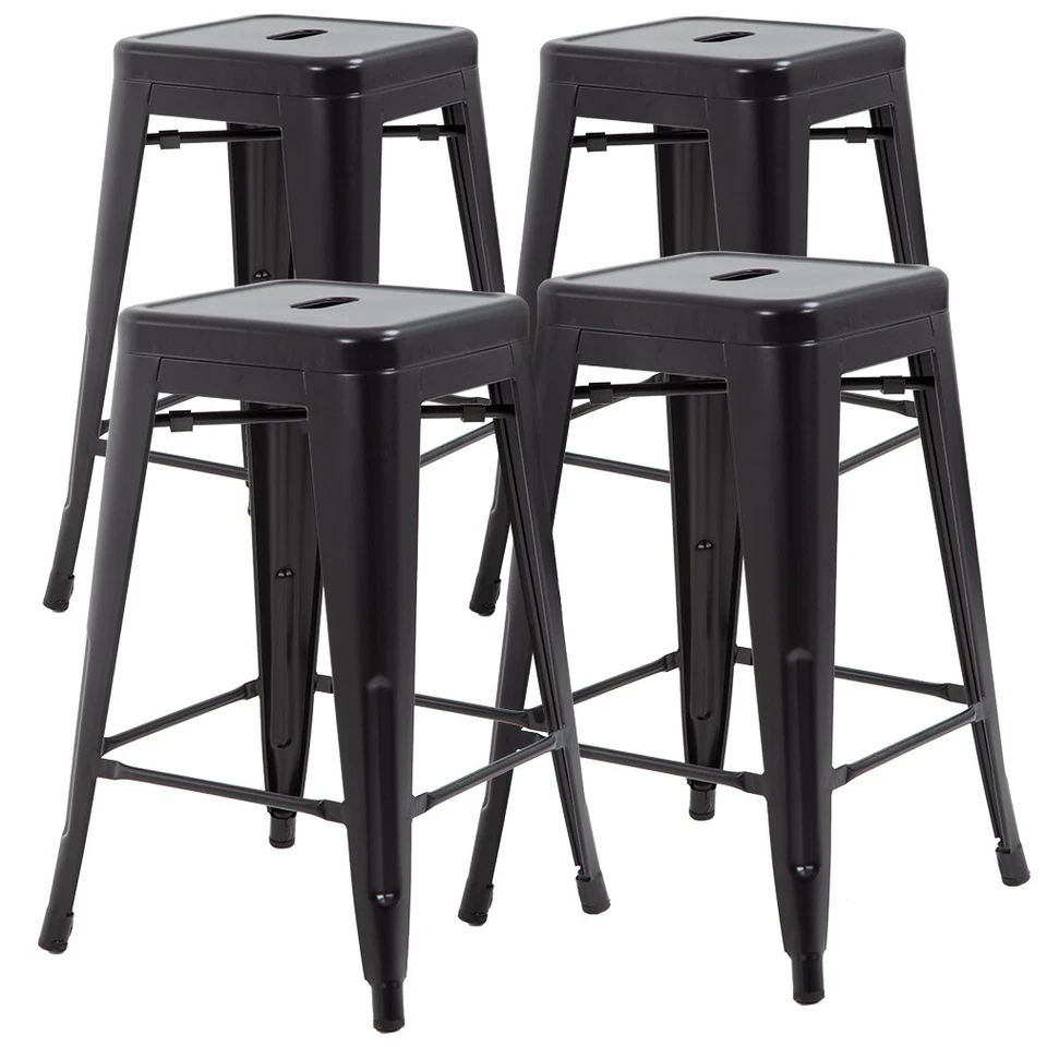 New Metal Chair Height Bar Stools 24 Inches Indoor/Outdoor Stool Patio Furniture - Image 1 of 4