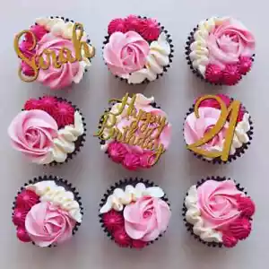 Personalised Glitter Birthday Cake Topper Custom Name Cupcake Decoration Topper - Picture 1 of 3