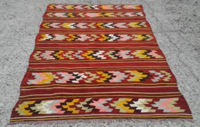 5x8 ft striped area kilim rug - rugs for living room - Image 1 of 4