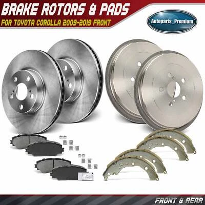 Rotores e pastilhas de freio a disco dianteiros e traseiros laterais para Toyota Corolla 2009-2019 - Imagem 1 de 4