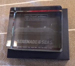 Royal Caribbean Serenade of the Seas 3D Etched Crystal Block Paper Weight - Picture 1 of 4