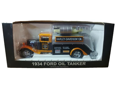 Harley Davidson 1934 Ford Oil Tanker Bank Die Cast réplica coleccionable 1/24  Foto 1 de 4
