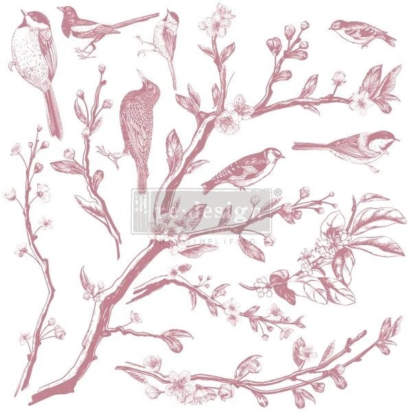 Primavera - Sello decorativo claramente alineado - Rediseño con flores Prima Birds Foto 1 de 1