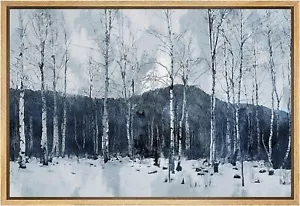 Wall26 Winter Birch Trees Framed Wall Art Abstract Forest Landscape Canvas Print - Picture 1 of 15