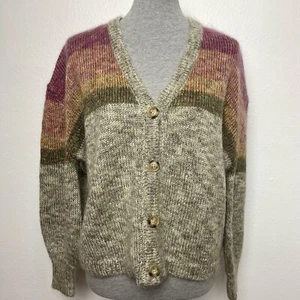 Sundry Small Cardigan Oversized Wool Mohair Sweater Green Button Anthropologie - Picture 1 of 6