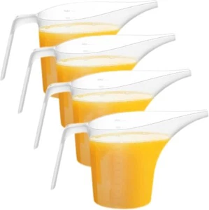 4 Pack Plastic Funnel Pitcher Measuring Cup with Long Spout 1000ml Capacity - Picture 1 of 7