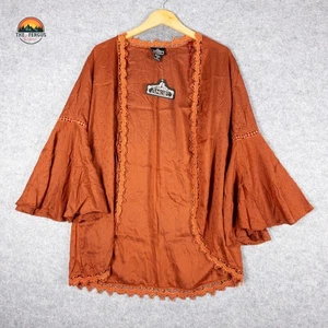 NWT Angie Kimono Duster Brown Terracotta 3/4 Sleeve Western Boho Women's Size M - Picture 1 of 11