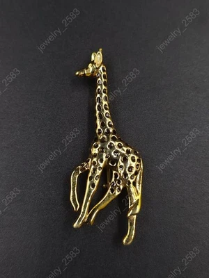 ¡Nuevo en stock! Broche prendedor de joyería 925SS para hombre de metal macizo esmalte negro jirafa 2" Foto 1 de 4