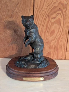 Grizzlybär Bronzeskulptur LeBlanc 1991 nummeriert 134/200 Bund Patrone - Bild 1 von 13