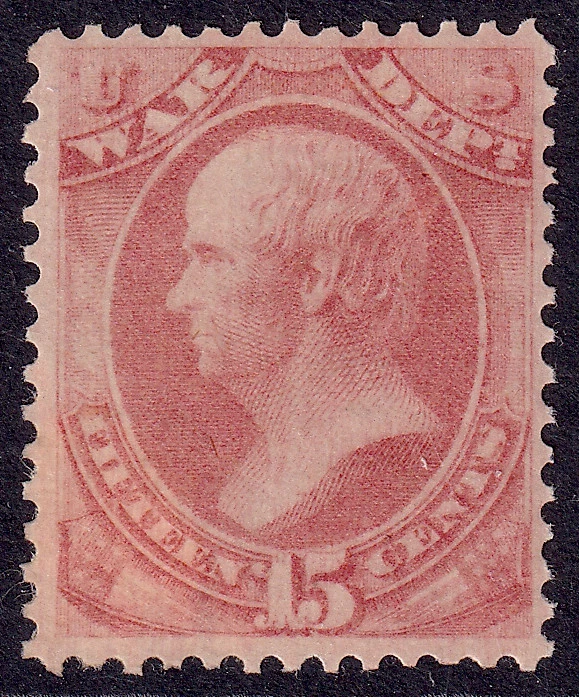 US Scott O90, 1873 Webster 'War' , 15c  rose, H MINT - Image 1 of 1
