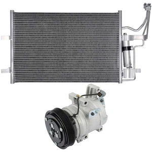 Aluminum AC Condenser + AC Compressor Cooling Kit For 2007-09 Mazda 3 - Picture 1 of 10