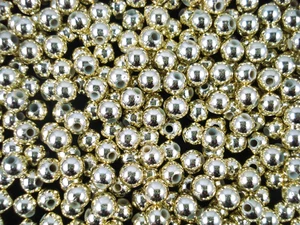 Beads 6mm Round Gold 25g Plastic DIY Friendship Bracelets Earrings - Picture 1 of 2