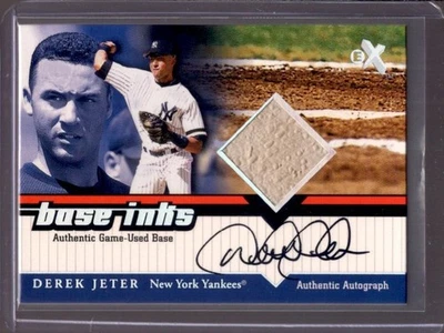 Derek Jeter 2001 Fleer E-X Tintas Base Juego Usado Base Autógrafo Automático Foto 1 de 2