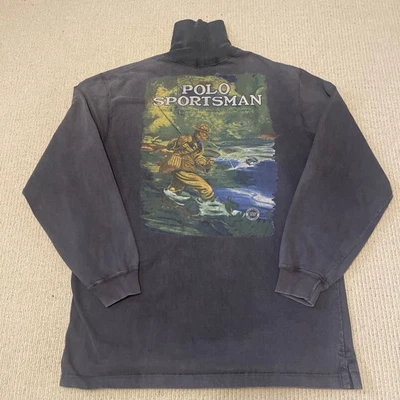 Camisa Polo Country Años 90 DE COLECCIÓN PARA HOMBRES XL Deportista Azul Marino Cuello Alto Manga Larga EE. UU. Foto 1 de 4