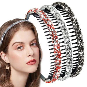 3PCS Rhinestone Headband with Teeth for Women Thin Fashion Headbands Non Slip  - Picture 1 of 12
