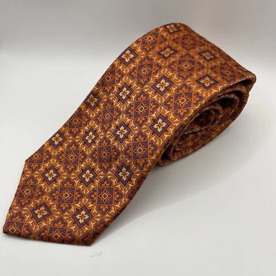 Corbata Holland & Sherry naranja geométrica de lujo Foto 1 de 3