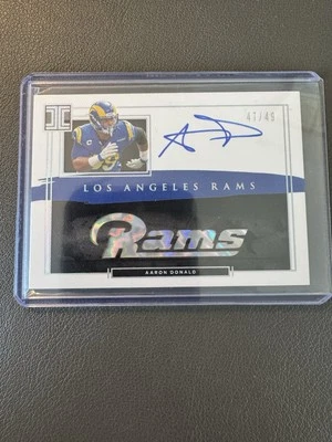 2021 Panini Impeccable - Logo Autographs Aaron Donald #ILA-AD Silver /49 - Image 1 of 2