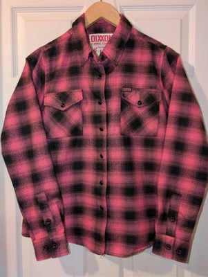 🎗 DIXXON Flannel Pink Black Survivor Breast Cancer Awareness Ribbon Button Up S - Image 1 of 4