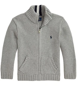 Polo Ralph Lauren Baby Boys Cotton Full-Zip Sweater 9M Andover Heather - NWT - Picture 1 of 3