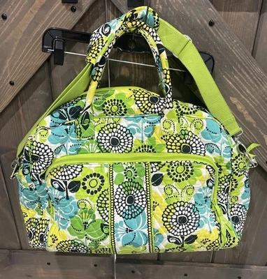 Bolsa tote Vera Bradley Grand Traveler in Limes azul floral alça dupla - Imagem 1 de 4