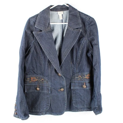 Blazer vaquero Venezia bordado azul lavado oscuro mezcla de algodón para mujer 14/16 Foto 1 de 4