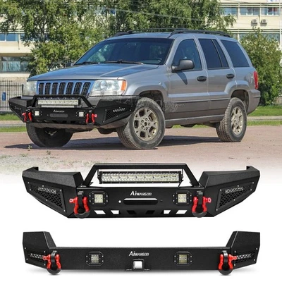 For 1999-2004 Jeep Grand Cherokee WJ Black Front Rear Bumper Winch Plate D-Rings - Image 1 of 4