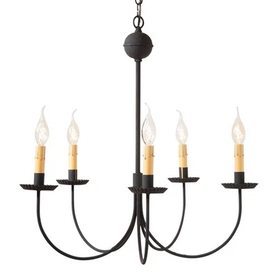 Large 5-Arm Primitive Chandelier in Textured Black - Image 1 of 3