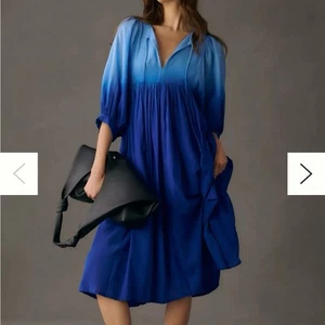 Anthropologie Sundry Blue Ombre Blouson Midi Dress Size XS - Picture 1 of 11