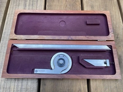 DE COLECCIÓN STARRETT 364 BISEL VERNIER TRANSPORTADOR HOJA 12" Y ESTUCHE DE MADERA Foto 1 de 4