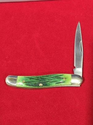 NUEVO Cuchillo de Bolsillo Hoja Plegable con Mango de Hueso Planificado Verde Sin Marca Foto 1 de 4