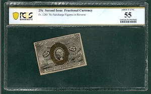 FR 1283 25 Cent 2nd Issue US FRACTIONAL CURRENCY PCGS 55 AU - R5 - Picture 1 of 2