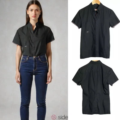 Camisa Paul Smith Abotonada Mujer Talla 6 Manga Corta Cuello en V Bolsillo Logo Italia Foto 1 de 4