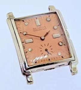 BENRUS MODEL AX11 - 17J - 14K GOLD FILLED MENS VINTAGE WRIST WATCH RUNNING - Picture 1 of 14