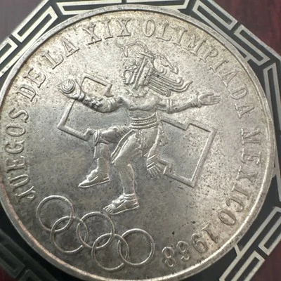 Moneda de plata de 25 pesos grande jugador de pelota azteca de los XIX Juegos Olímpicos de México 1968 i82430 Foto 1 de 2