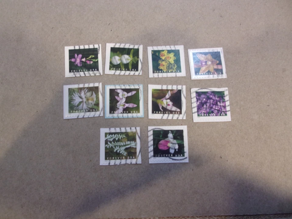 USA Used, 2020 Issue, Wild Orchid (Small Size) Coils, (Set of 10) Scott #5435-44 - Image 1 of 1