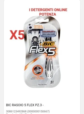 BIC 5 FLEX  RASOIO USA E GETTA CINQUE LAME LAMETTE DA BARBA UOMO MAN 5PEZZI - Immagine 1 di 2