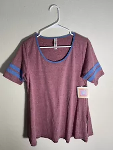 Camiseta LuLaRoe Perfecta Roja/Azul Rayas Atléticas en la Manga - Camisa Talla Mediana - Imagen 1 de 15