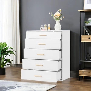 5-Drawer Storage Cabinet - Tempered Glass Top, Black & RGB Lighting Nightstand - Picture 1 of 24