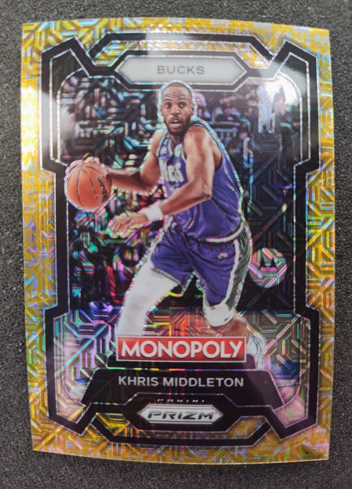 Khris Middleton - 2024 Prizm Monopoly - GOLD MOJO/500 #50 Milwaukee Bucks