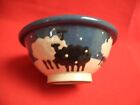 POTTERY HAND MADE HAND DECORATED SHEEP BLACK & CREAM IN SNOW 6" CEREAL BOWL (B)