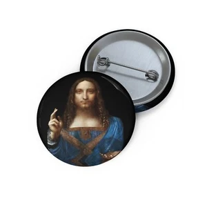 Salvator Mundi Pin - 3 Größen zur Auswahl Leonardo DaVinci berühmtes Jesus Gemälde - Bild 1 von 7
